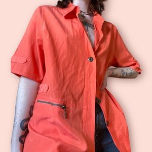 bright orange button up unique top